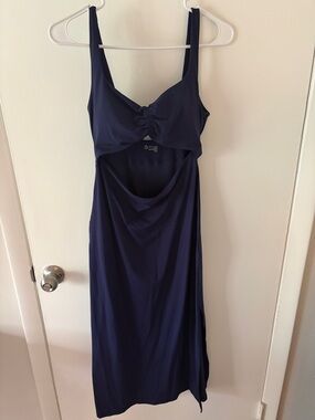 aerie Navy Blue Midi Dress with Cutout Detail
